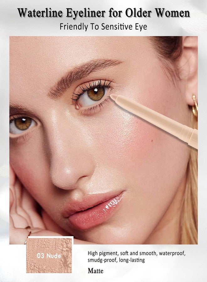 Lestpola Nude Waterline Eyeliner Pencil, Cream Gel Eyeliner Waterline Waterproof Smudge-Proof Long-Wearing, Intense Color, Retractable Eye Liner Brightener Pen, Smooth Eye Makeup for women, Built-in Sharpener - Image 2